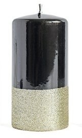 Lumarko Lumarko Świeca Walec Średni 7xh14cm Czarno-złota! BC6302 Mondex