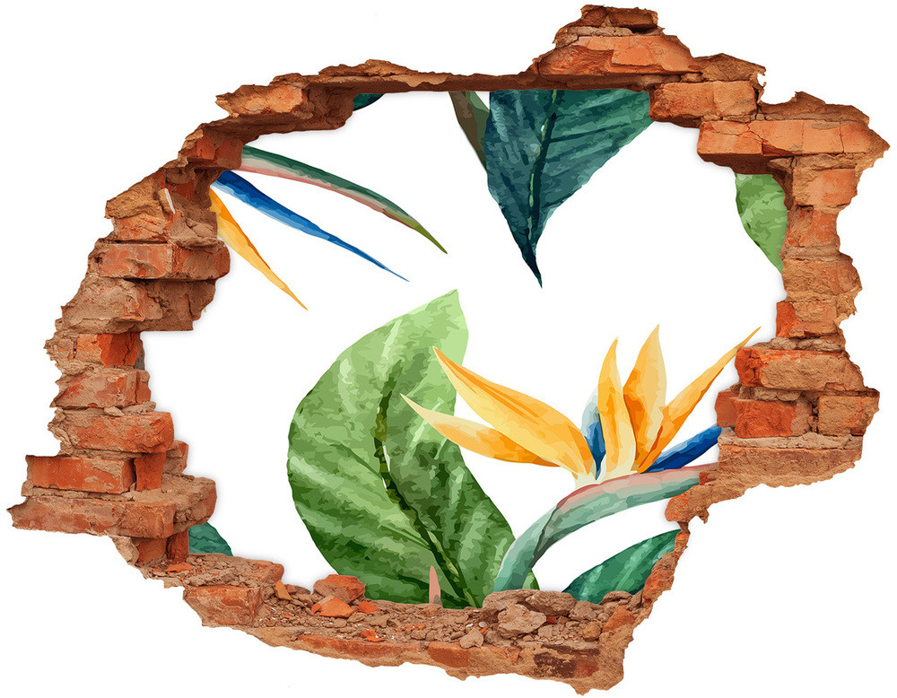 Wallmuralia.pl Naklejka 3D dziura na ścianę Tropikalne kwiaty