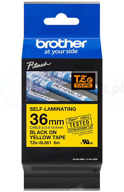 Brother Oryginalna taśma samolaminująca TZE-SL661 36mm x 8m żółta/czarny nadruk PROMOCJA! OEM-TZE-SL661