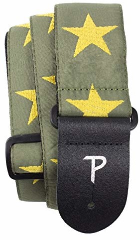 Perri's Leathers Perri's Leathers TWS-7070 żakardowy pasek do gitary - 5 cm, zielony wojskowy ze złotymi gwiazdami TWS-7070