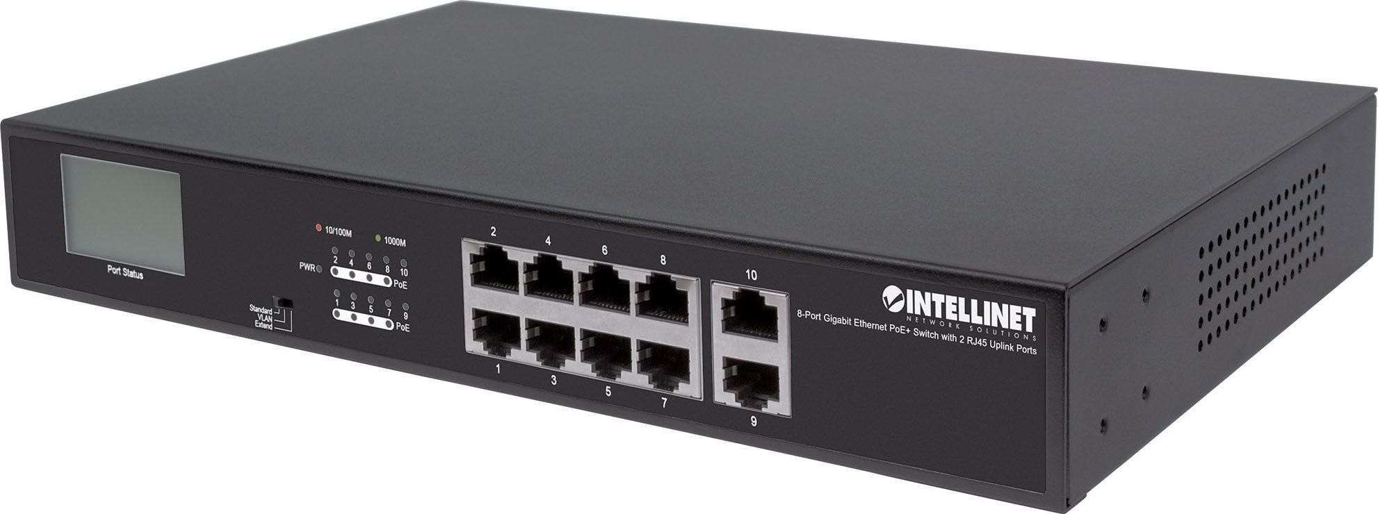 Intellinet Network Solutions network solutions Gigabit Switch PoE+ 8x RJ45 130W + 2x UpLink RJ45 Rack 19 LCD