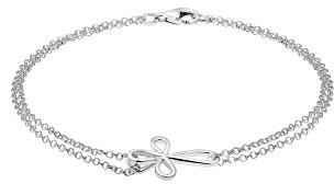 Elli 0206410216_17 bransoletka damska ze srebra 925 z krzyżykiem, pozłacana, 17 cm, srebro, srebro 0206470216_17