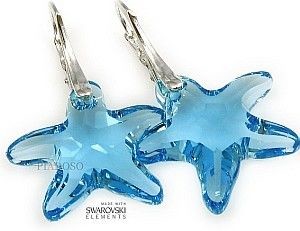 Swarovski piękne kolczyki BLUE STARFISH