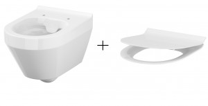 Cersanit K114-015 + K98-0177 MISKA ZAWIESZANA CREA CLEANON OWALNA + DESKA