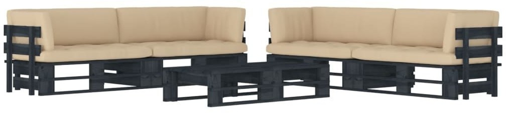 vidaXL 6-częściowy zestaw wypoczynkowy z palet, z poduszkami, czarny 3067012