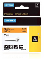 Dymo Oryginał RHINO taśma winylowa 12mm czarna na pomarańczowym S0718490