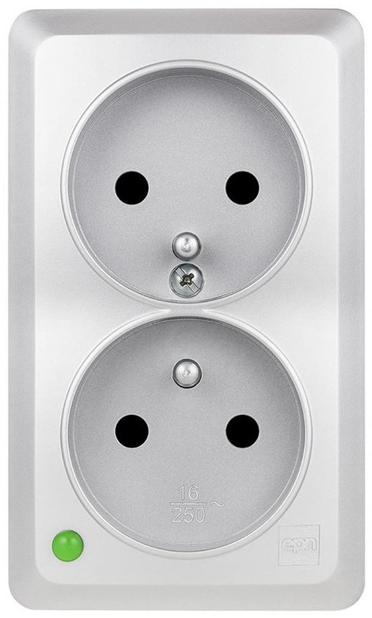 Elektro-Plast Gniazdo Berg 2x2P+Z srebrne