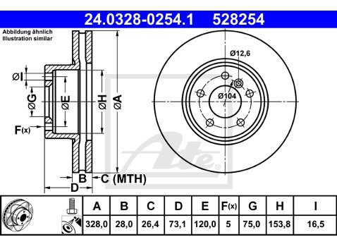 ATE Tarcze hamulcowe (komplet 2 sztuk) 24.0328-0254.1