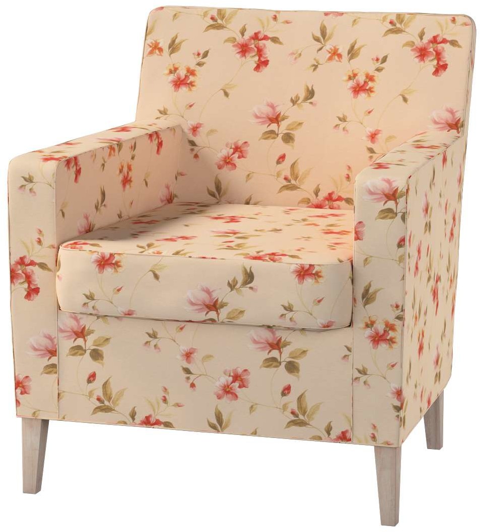 Dekoria pl pl Pokrowiec na fotel Karlstad kwiatki na kremowym tle 61 x 56 x 80 cm Londres 621-143-88