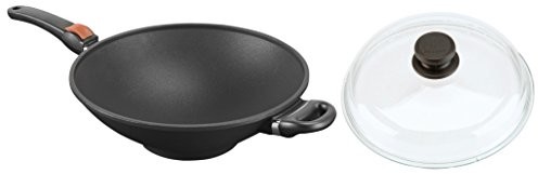 skk SKK 27614 patelnia typu wok z pokrywką szklaną o średnicy 32 cm z odlewanego Titan Induction, ze zdejmowanym uchwytem 27614