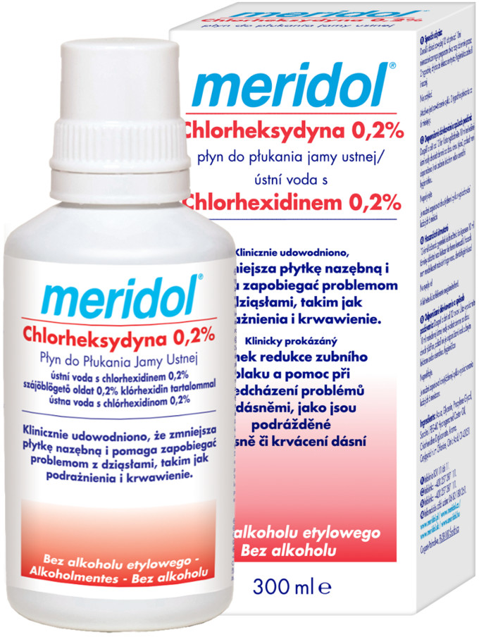 Meridol Gaba Chlorheksydyna 0,2% CHX 300ml - płyn do płukania jamy ustnej z chlorheksydyną 0,2% MAŁA