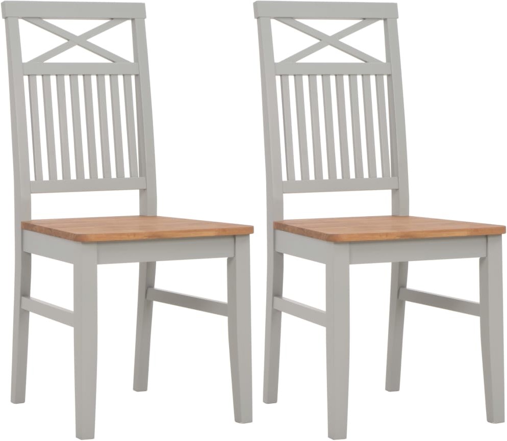 vidaXL Krzesła do jadalni, 2 szt., szare, 44x59x96 cm, lity dąb
