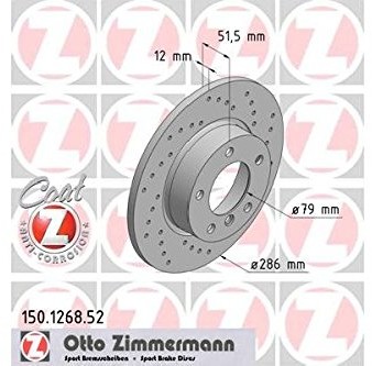 ZIMMERMANN 150.1268.52 hamulce z przodu,, perforowane, sport Coat z 150.1268.52