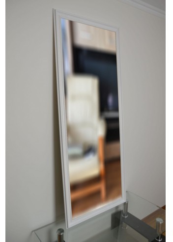 Łukasz Ochwat Alfaram Lustro glamour w bogatej białej ramie 6004004, Lustro w ramie: 60x160