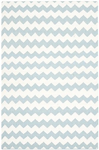 Safavieh Blair dywan tkany ręcznie waga, tkanina płaska, wełna i wiskoza, kość słoniowa/niebieski, 121 x 182 cm DHU644C-4