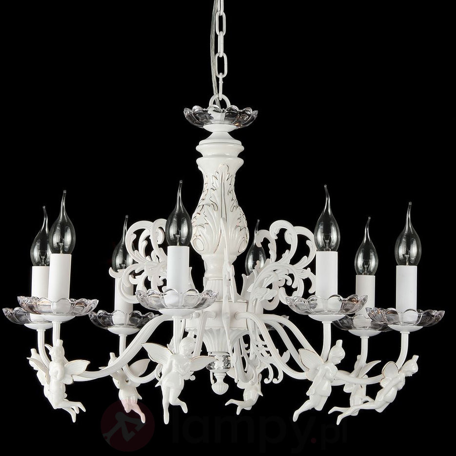 Całkowicie biały 8-punktowy żyrandol Angel