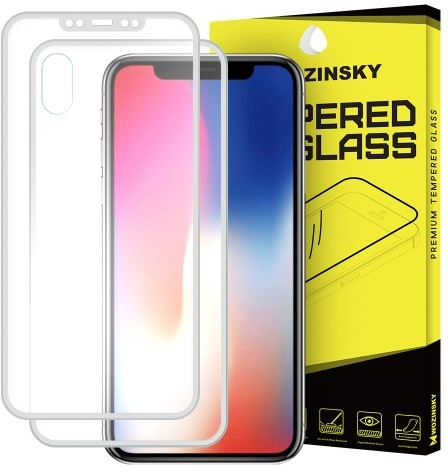 Wozinsky szkło hartowane na cały ekran + osłona na tył z aluminiową ramką iPhone XS / X srebrny 7426825337153
