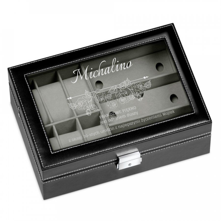 Murrano Szkatułka na Zegarki i Okulary GRAWER Róże SZKT-ZG-OK-015