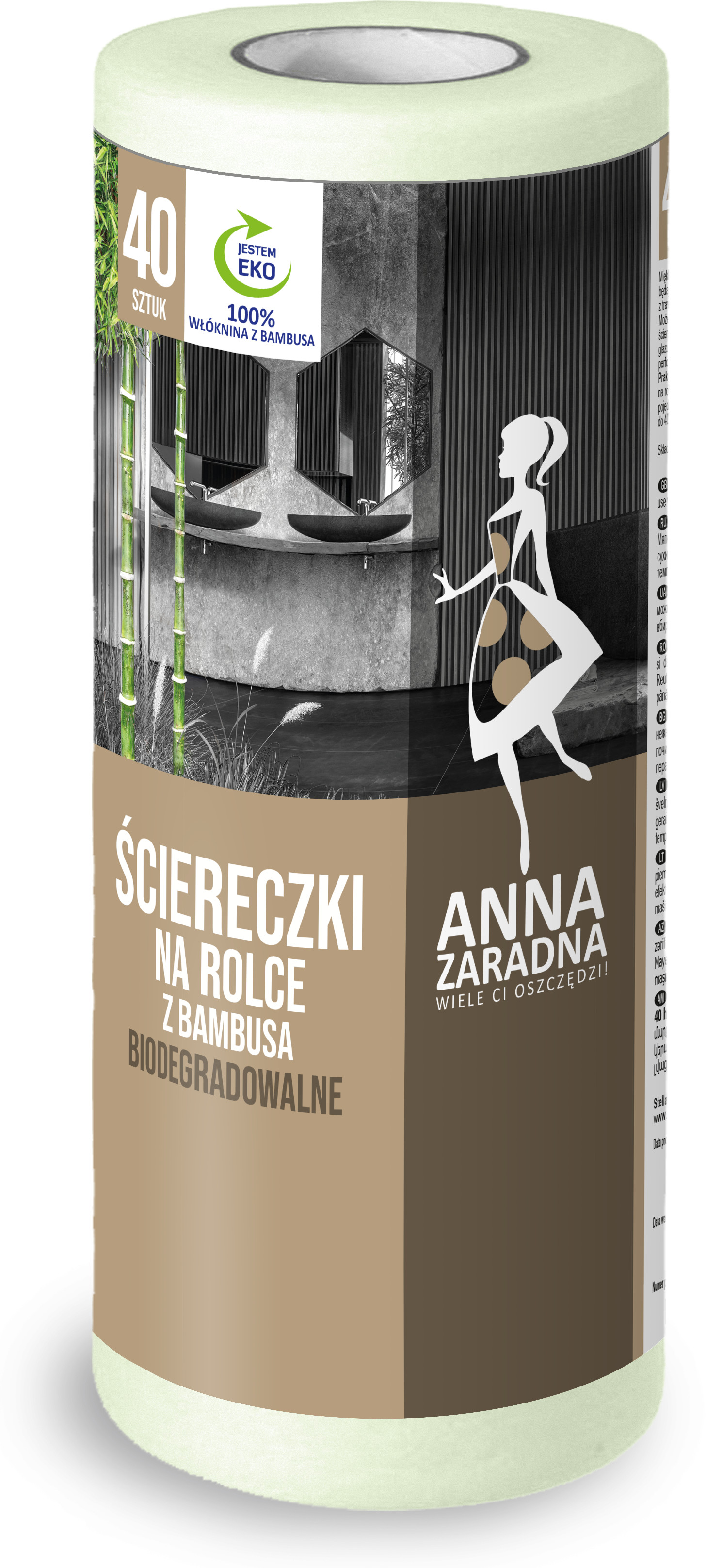 Anna Zaradna ŚCIERECZKI NA ROLCE Z BAMBUSA 40SZTUK 5903936038893