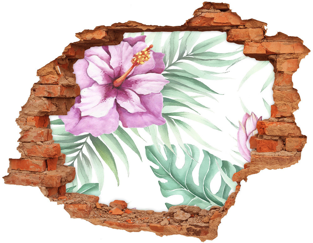 Wallmuralia.pl Naklejka 3D dziura na ścianę Hawajskie kwiaty