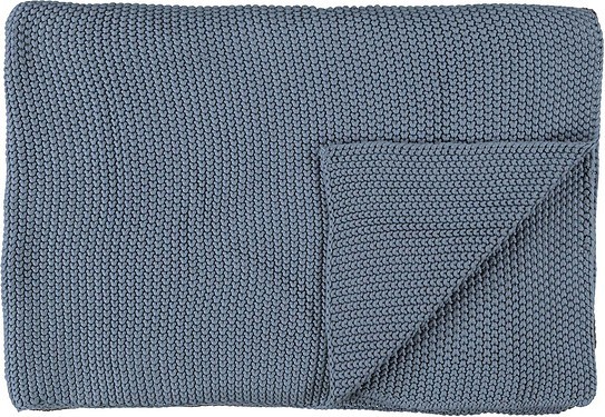 Marc O'Polo Pled Nordic knit 130 x 170 cm szaro-niebieski z bawełny organicznej