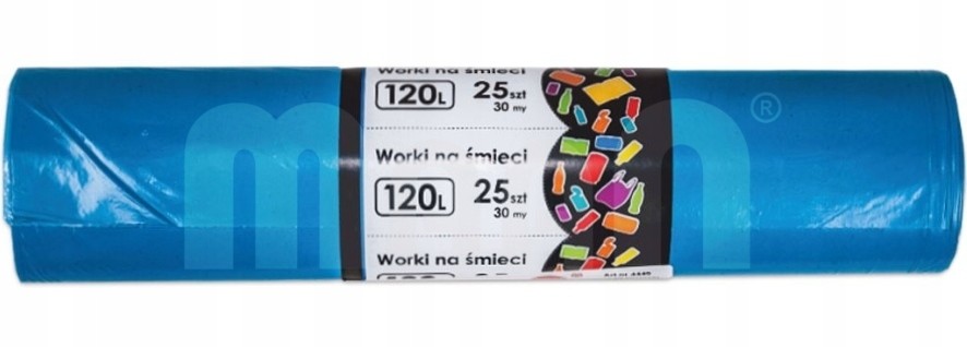 Worki na śmieci, niebieskie, duże 120l 25szt.