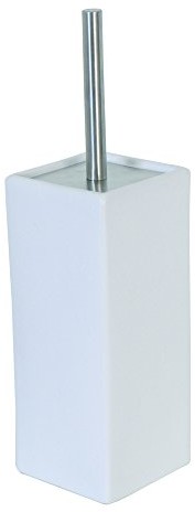 MSV Mahé 140745 szczotka do WC z kamieniem uchwyt, ceramika/stal nierdzewna/dobrze/PP, 10,5 x 10,5 x 38 cm, matowa, biała 1329/140745