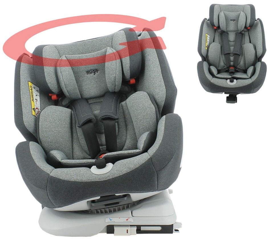 Migo fotelik samochodowy ONE 360° ISOFIX 0 36 Kg) 2021 GREY