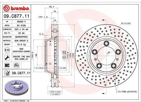 BREMBO Tarcza hamulcowa 09.C877.11