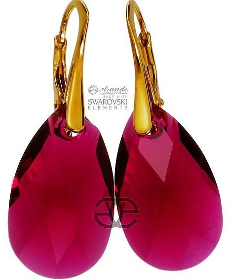 Swarovski duże kolczyki BORDEAUX ZŁOTE SREBRO