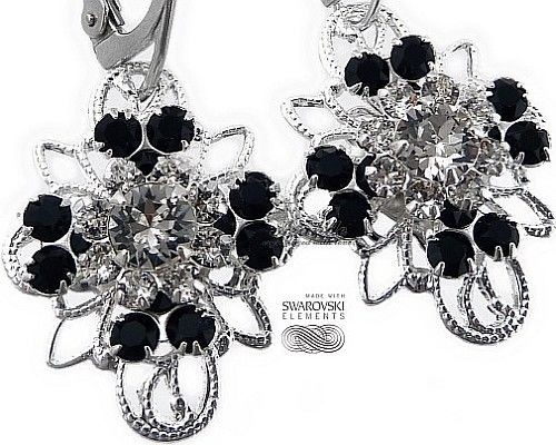 Swarovski UNIKAT KOLCZYKI CRYSTAL JET VENUE SREBRO