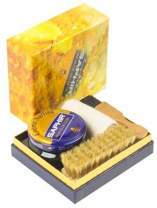 Saphir Zestaw prezentowy dwóch szczoteczek, pasty do butów i ściereczki aplikacyjnej Saphir 2970005KIT