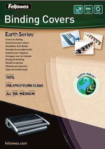 Fellowes Earth Series strony tytułowej prezentacji, a polipropylenu, A4, 200 Mic, 100 sztuk, przezroczysty 043859624058