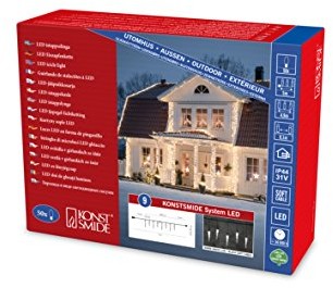 Konstsmide 4852  107 Hightech system rozszerzenia/kurtyna świetlna LED sople lodu/na zewnątrz (IP44)/50 ciepłe białe diody/czarny Soft przewód 4852-107