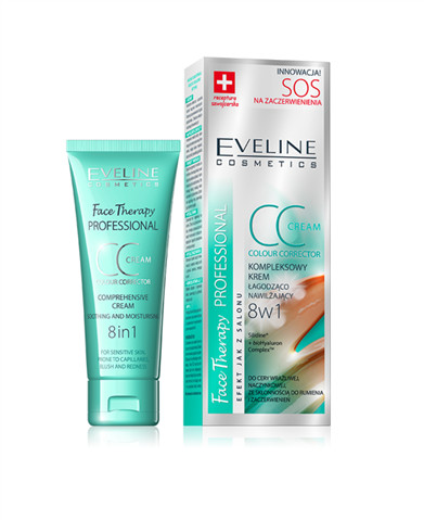Eveline Sos CC Cream 8w1 kompleksowy krem łagodząco-nawilżający do cery wrażliwej i naczynkowej 30ml 47131-uniw