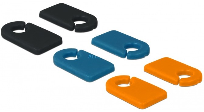 Delock 18293 organizator na kable Znaczniki kablowe Czarny, Niebieski, Pomarańczowy 6 szt., Cable clip