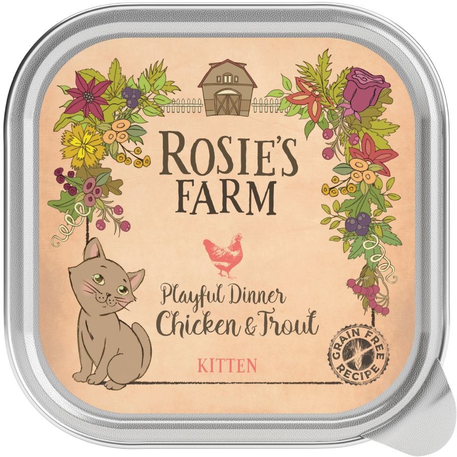 Rosie's Farm Pakiet Rosie's Farm Kitten, 32 x 100 g - Kurczak z pstrągiem