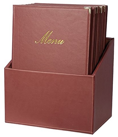 Securit Teczka na karty menu Classic w pudełku, DIN A4, czerwone wino, skóra, 38 x 23 x 30 cm MC-BOX-CRA4-WR