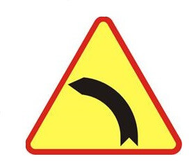 Znak ostrzegawczy A-2 niebezpieczny zakręt w lewo