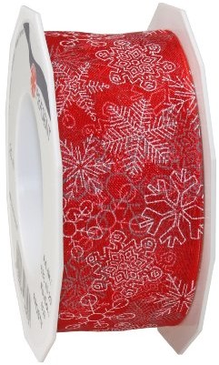 Pattberg Taśma na prezent 1 sztuki, 40 MM X 20 m, C.E. PATT górski dekoracja Frosty, z drutu, wstążka z organzy, czerwony 6334020-609