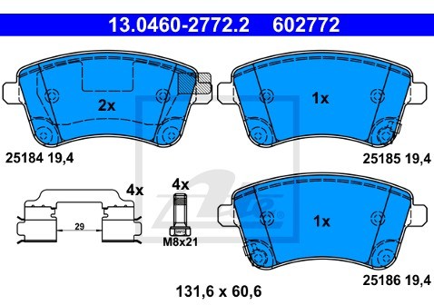 ATE KLOCKI HAM 13.0460-2772.2 KIA VENGA 1.4I 75 10- 13.0460-2772.2