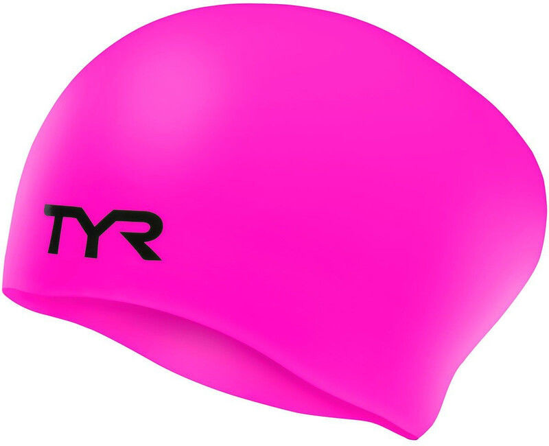 TYR Wrinkle-Free Silicone Czepek pływacki do długich włosów Dzieci, fluo pink 2020 Czepki pływackie