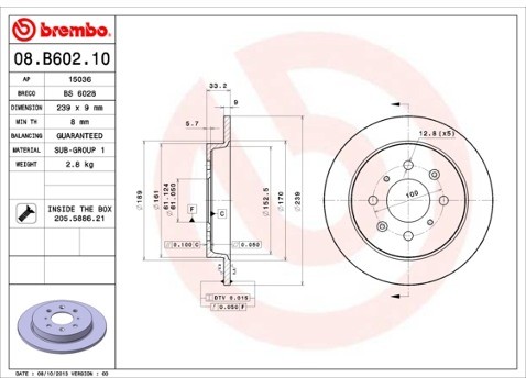 BREMBO Tarcza hamulcowa 08.B602.10