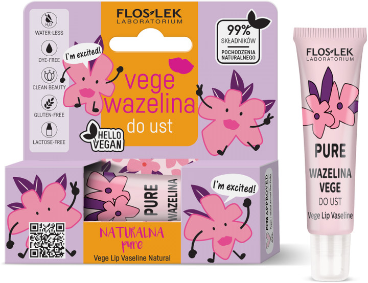 Flos-Lek Vege Lip Care Wazelina do ust w tubce Naturalna Pure 64861-uniw