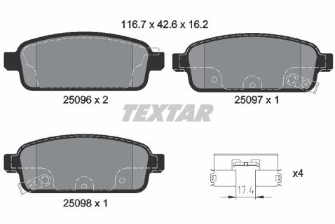 TEXTAR Klocki hamulcowe - komplet 2509602