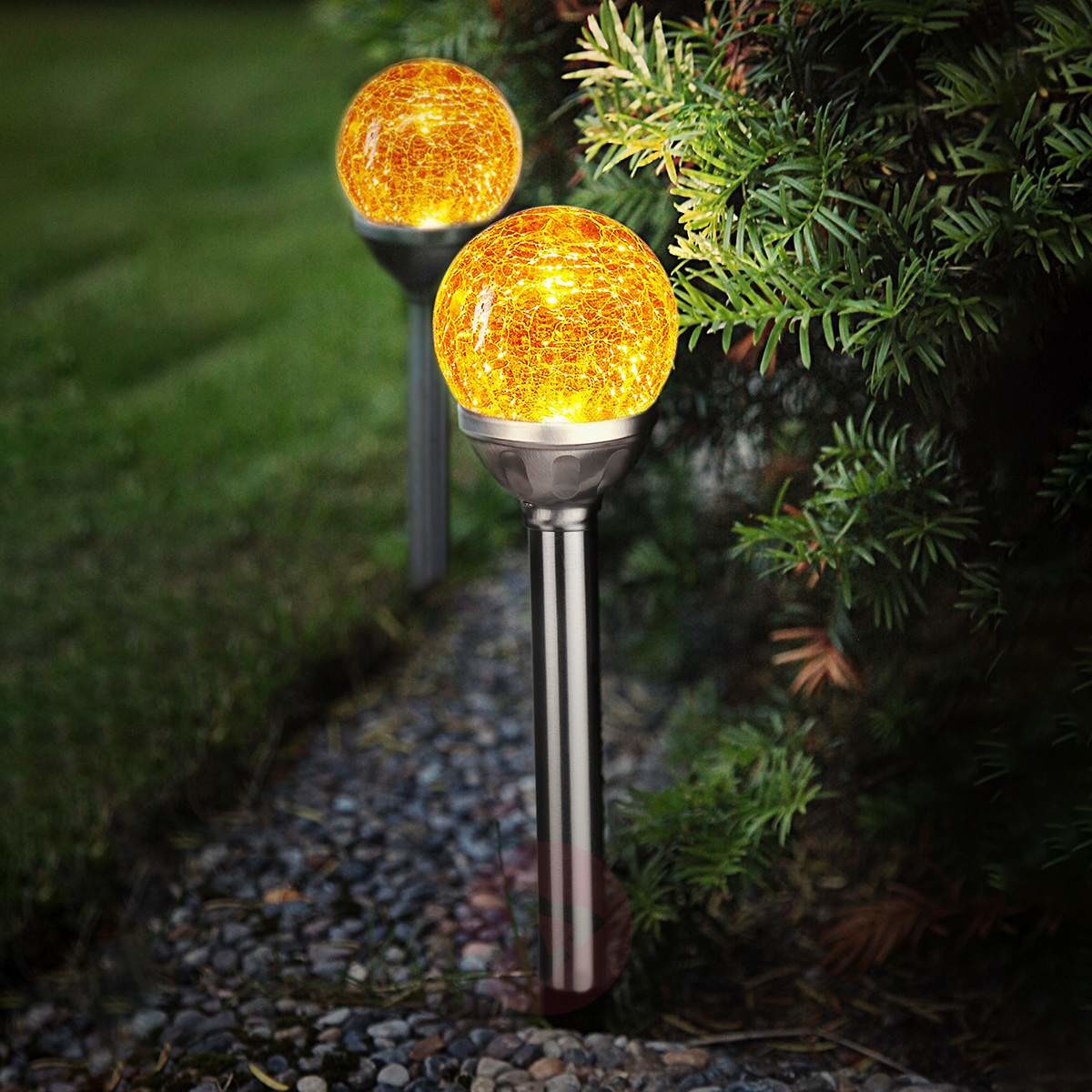 Best Season Lampa solarna LED Roma ze szklaną kulą, 2-cz