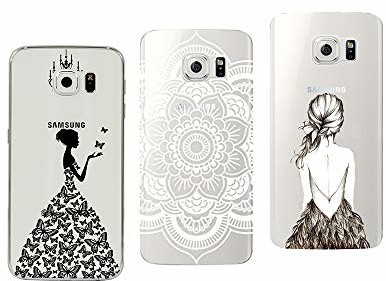 Samsung NOVAGO Novago etui ochronne na telefon Galaxy S6 Edge Plus (5,7 cala) 3 sztuki TPU Gel Case pokrowiec Bumper Bumper torebka Etui Case Cover Bumper (X3) wielokolorowe 2) S6EdgePlus-RobeNoirDosRosaceBlanc