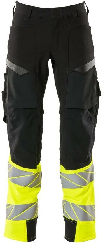 Mascot Workwear ACCELERATE SAFE SPODNIE Z KIESZENIAMI NA KOLANACH; CZERŃ/ŻÓŁTY HI-VIS (76C46)