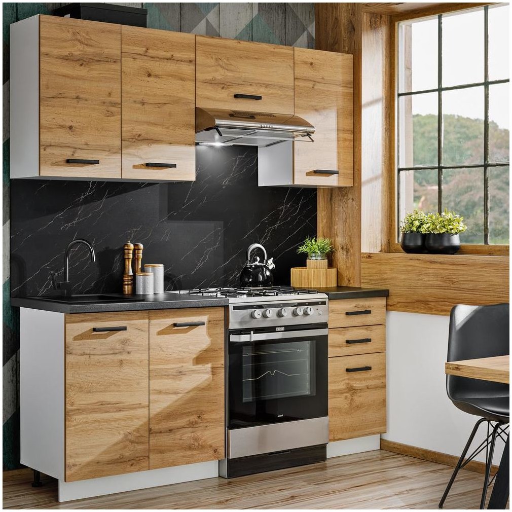 MEBLE OKMED Zestaw mebli kuchennych Rita dąb wotan 5 el. 180 cm