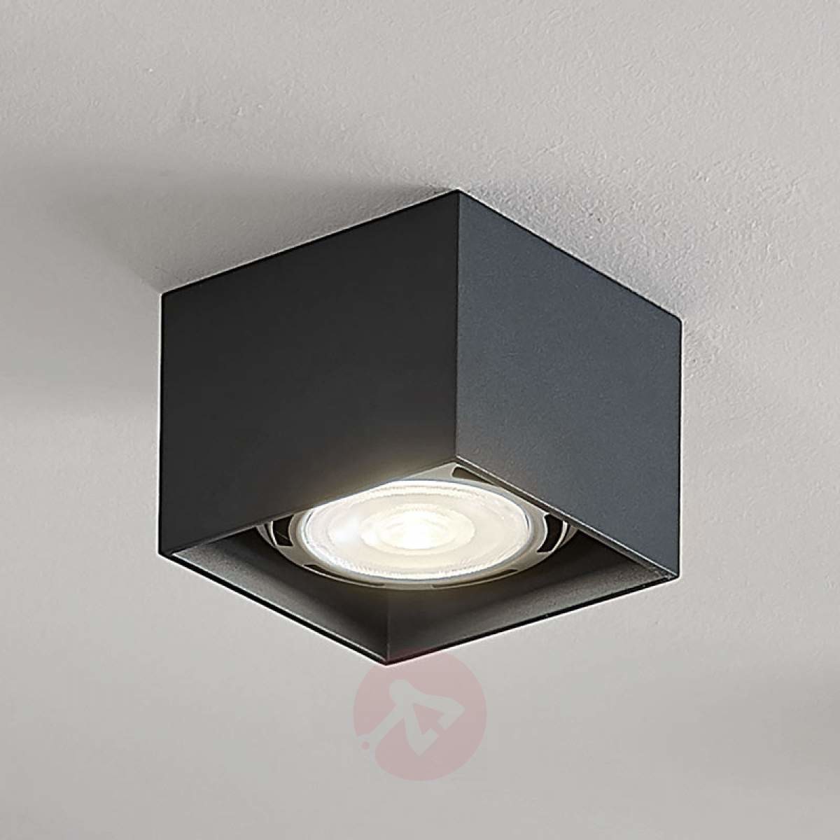 Lampenwelt com Spot sufitowy LED Mabel, kanciasty, ciemnoszary